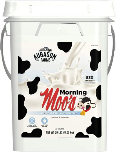#28 (20) Augason Farms 20LBS of Morning Moos Powdered Milk Bucket
