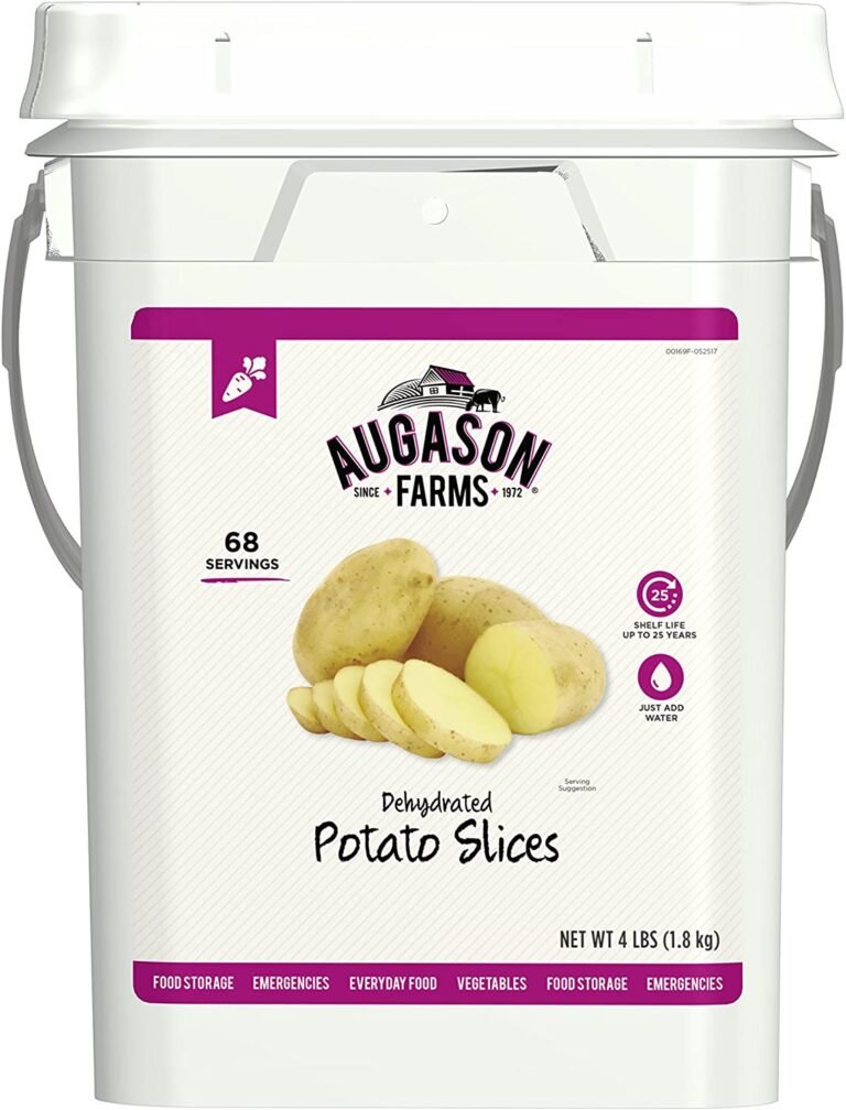 Augason Farms dehydrated potato slices bucket for emergency survival