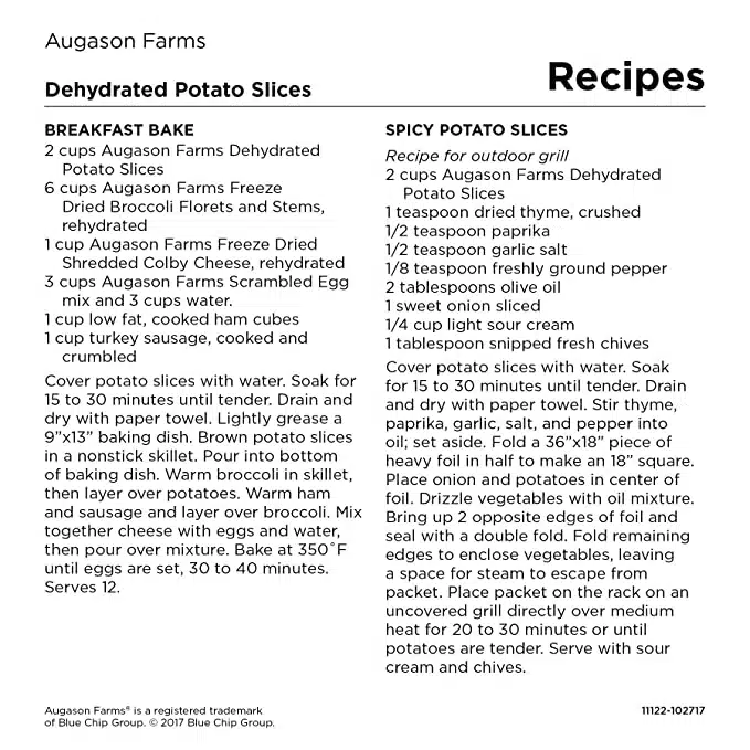 Augason farms potatoes ingredients