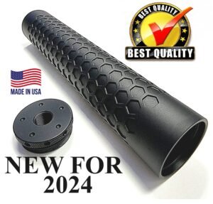 D-Size Legal Solvent Trap 8.5" Aluminum Hex Blast tube and flat threaded adapter. Also available with cap, and cups in 1/2 x 28 or 5/8 x 24. WIX 4003 cleaning filter in Tactical light absorbing Black, Grey, White or even Cerakote Tan or Pink finish. Don't forget our stainless steel mesh filters to complete your firearm cleaning needs.