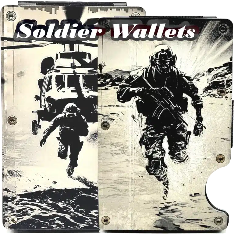 Soldier-themed laser-engraved wallet for armed forces