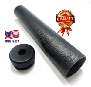 D size legal Solvent Trap 8" Aluminum Diamond Knurl tube and Curved Threaded Adapter also available with cups and cap in 1/2 x 28 or 5/8 x 24. WIX 4003 cleaning filter light absorbing flat black.