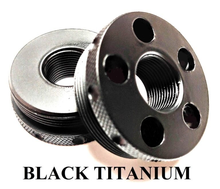 NEW * BLACK TITANIUM SUPER FLAT * D Sized Solvent Trap Kit Threaded Barrel Adapter(s)