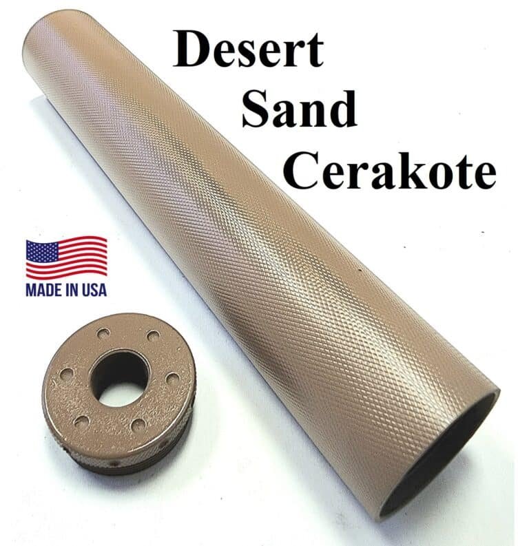 D-Size Legal Solvent Trap 8.5" Cerakote Aluminum Blast tube and flat threaded adapter. Also available with cap, and cups in 1/2 x 28 or 5/8 x 24. WIX 4003 cleaning filter in Tactical Cerakote light absorbing Black, Desert Sand or RAW finish. Don't forget our stainless steel mesh filters to complete your firearm cleaning needs.