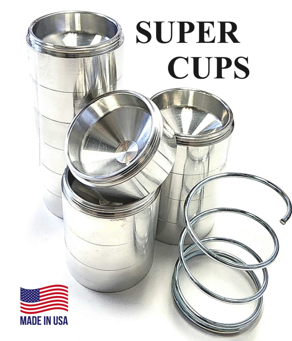 D Sized 14x Aluminum 1/2" SUPER Cups Solvent Trap Dry Storage Kit and Spring