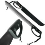 25" Stainless Steel Saw Back Machete w/Sheath and Rubberized Handle