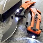 TACT EMT EASY OPEN Orange Knife w/LED Light