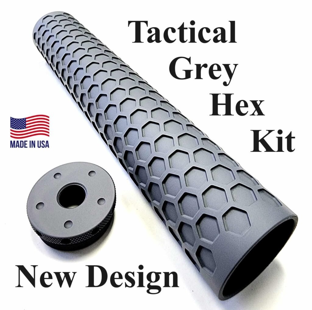 D-Size Legal Solvent Trap 8.5" Aluminum Hex Blast tube and flat threaded adapter. Also available with cap, and cups in 1/2 x 28 or 5/8 x 24. WIX 4003 cleaning filter in Tactical light absorbing Black, Grey, White or even Cerakote Tan or Pink finish. Don't forget our stainless steel mesh filters to complete your firearm cleaning needs.