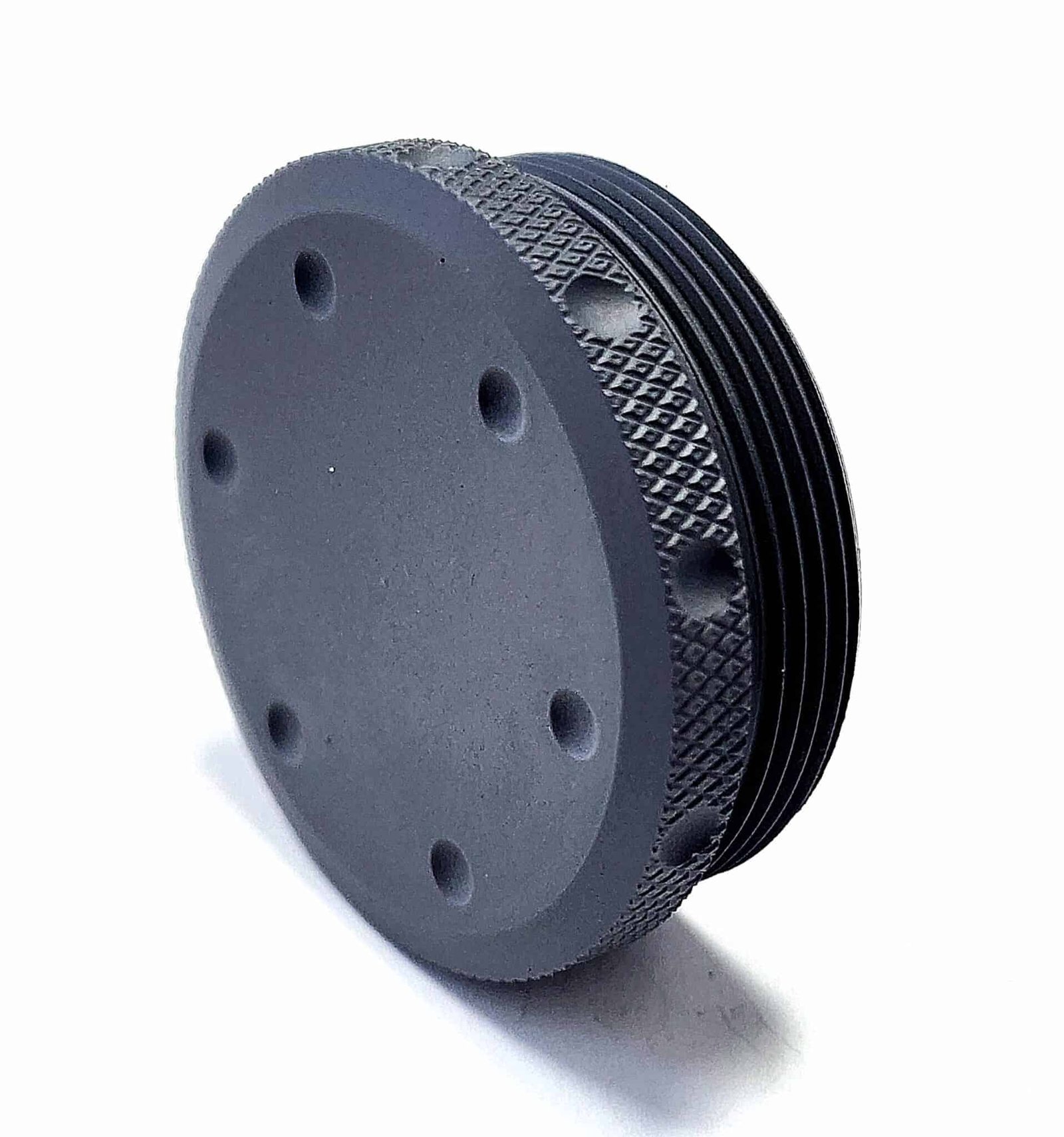 D size legal Solvent Trap 7" STEEL Flat Adapter. Also available with matching tube, cap and cups in 1/2 x 28 or 5/8 x 24. WIX 4003 cleaning in Tactical filter light absorbing grey or tan. The outer threads are compatible with any of our aluminum or titanium tubes.