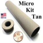 Micro smallest .22 solid threaded adapter mini size with small legal Solvent Trap Kit tube and cups with 1/2 x 28 or 5/8 x 24 Adapter cleaning kit Aluminum WIX 4003 cleaning filter tactical grey or tan black for .22 caliber