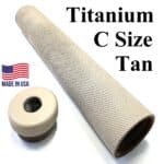 C size legal Solvent Trap 7" Titanium Diamond Knurl tube and Curved Adapter also available with cups and cap in 1/2 x 28 or 5/8 x 24. WIX 4003 cleaning filter light absorbing flat black or tan