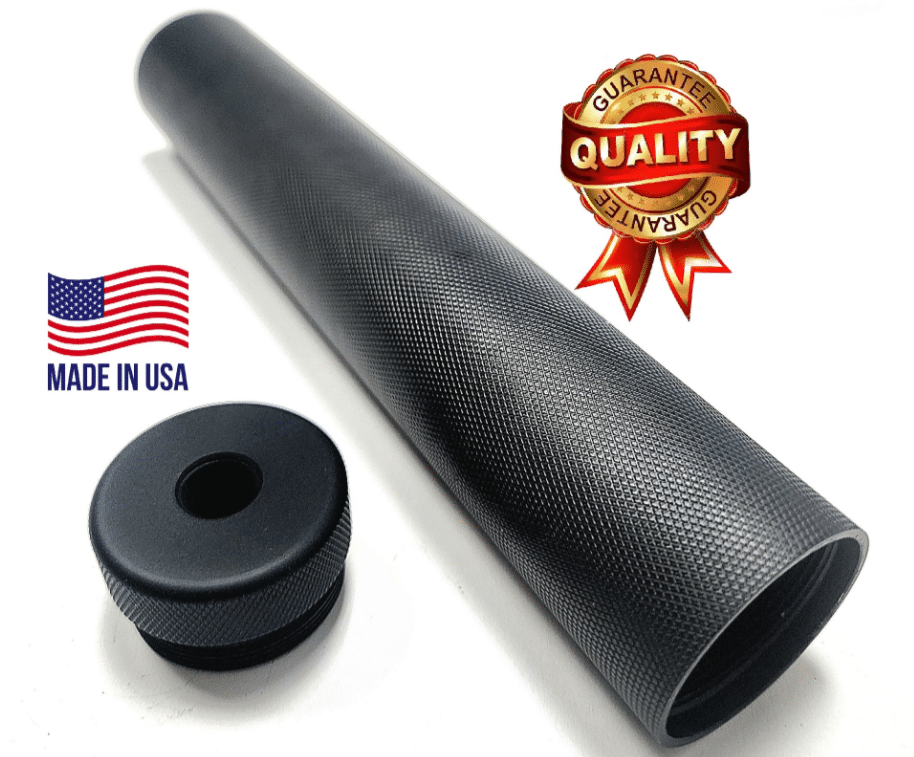 D size legal Solvent Trap 8" Aluminum Diamond Knurl tube and Curved Threaded Adapter also available with cups and cap in 1/2 x 28 or 5/8 x 24. WIX 4003 cleaning filter light absorbing flat black.