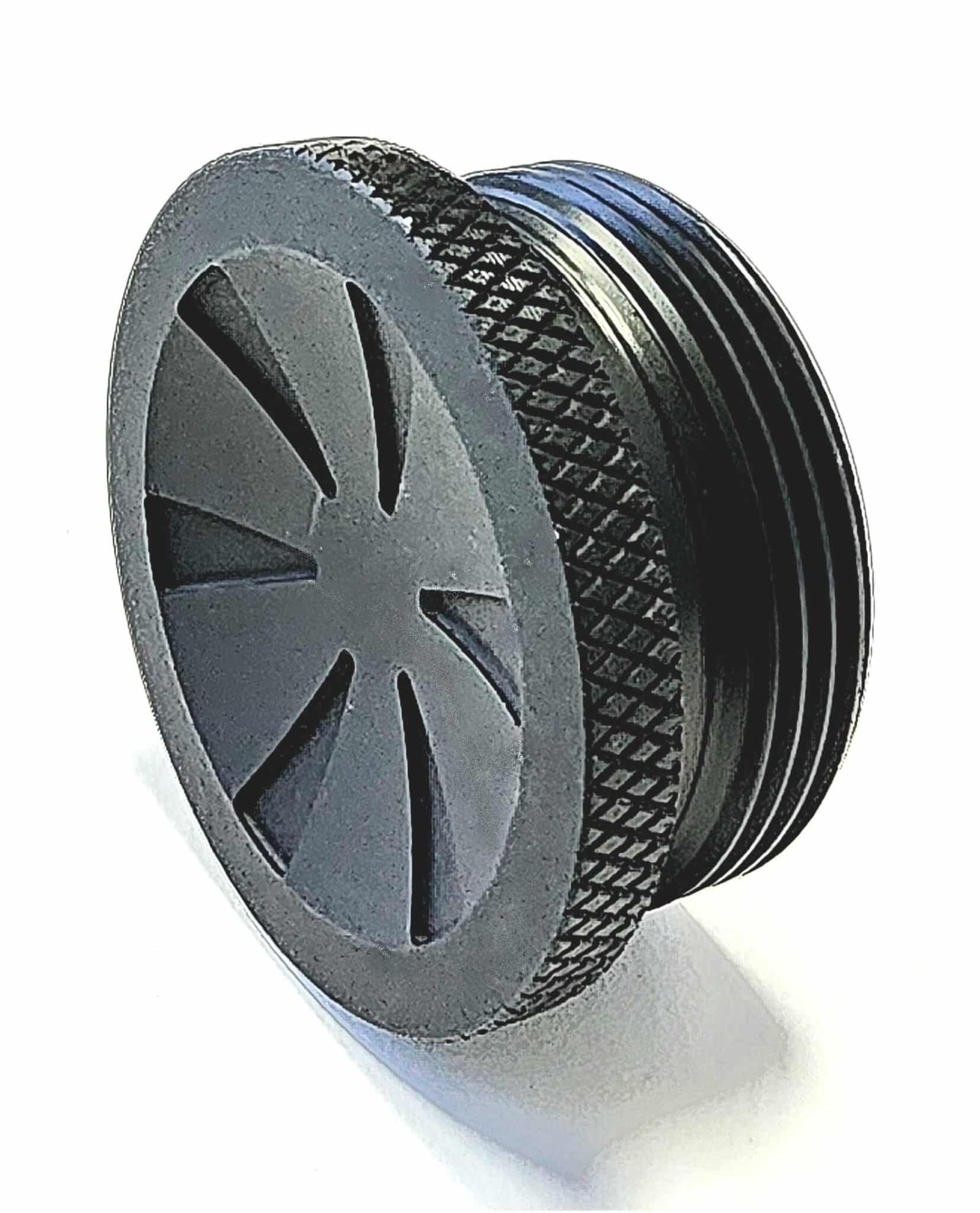 C size legal Solvent Trap 7" Titanium Diamond Knurl Solid Flat End Piece Also available with cups and tube in 1/2 x 28 or 5/8 x 24. WIX 4003 cleaning filter light absorbing flat black or tan