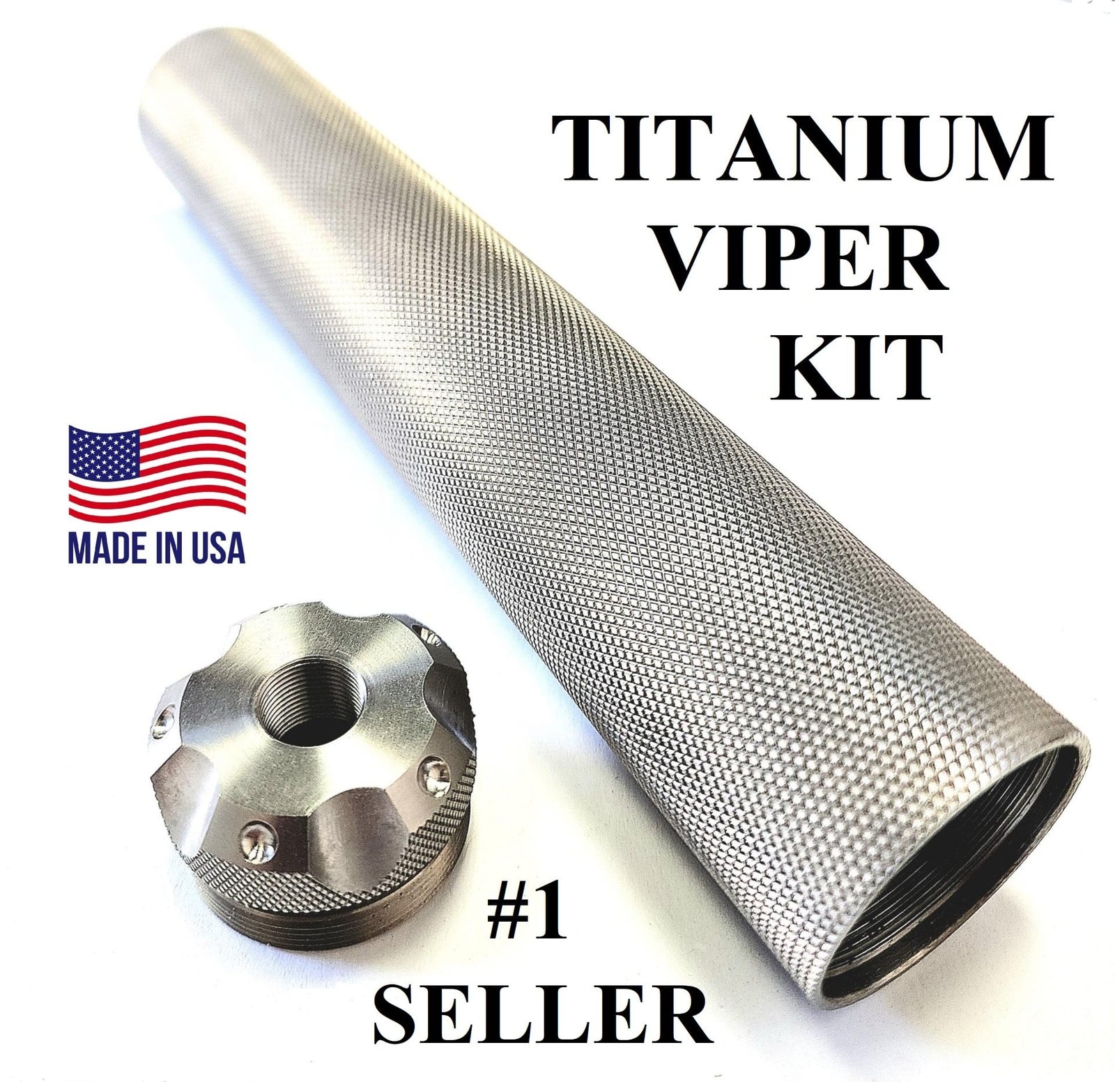 Our #1 Selling Heavy Duty Titanium Legal D Sized Solvent Trap Tube or Blast Projector and 1/2 X 28 threaded Viper Adapter. Also available with matching solid viper adapter, cap, and cups in 1/2 x 28 or 5/8 x 24. WIX 4003 cleaning filter in tactical light absorbing flat black or tan. And don't forget the stainless steel mesh filters.