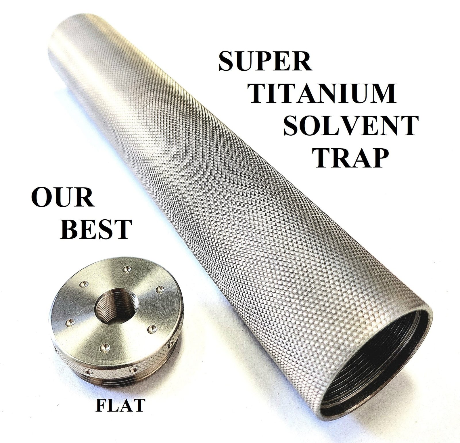 Heavy Duty Titanium D Size Solvent Trap Kit or Muzzle Blast Tube w/Flat Thread Adapter - D Sized Titanium Solvent Trap Tube w/one Flat 1/2 x 28 Threaded Adapter (RAW)