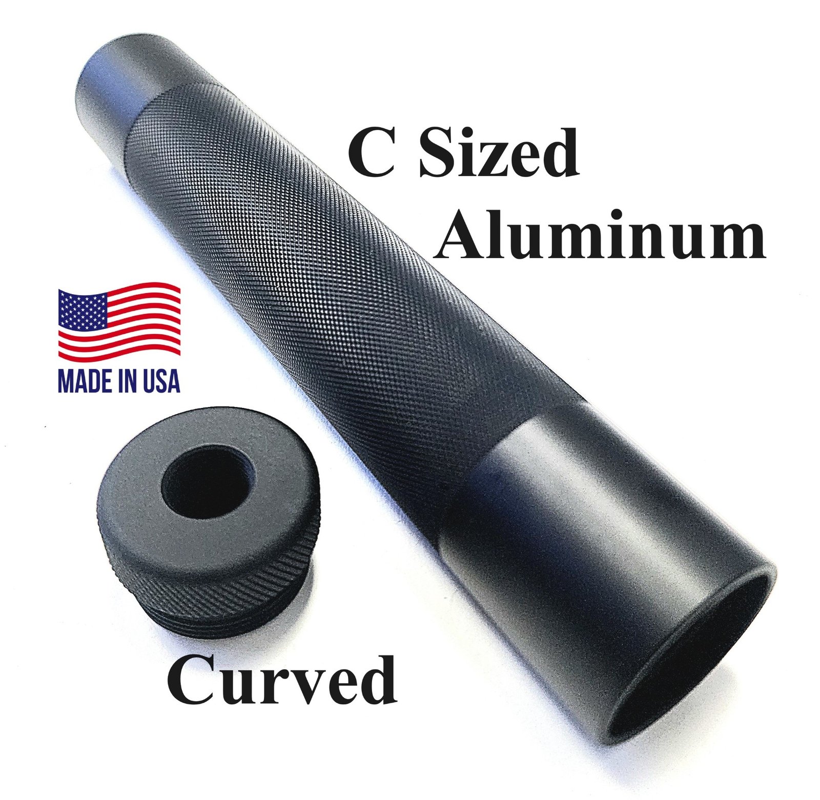 C-Size Legal Solvent Trap 7" with Center Diamond Knurl Solvent Trap or Blast Projection Tube and curved threaded adapter. Also available with additional matching adapters, caps, and cups in 1/2 x 28 or 5/8 x 24. WIX 4003 cleaning filter in Tactical light absorbing Black finish. Don't forget our stainless steel mesh filters to complete your firearm cleaning needs.