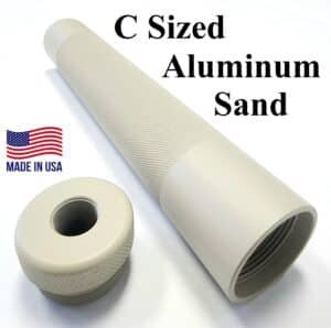 C Sized Aluminum Solvent Trap Kit Tube with 1/2 x 28 or 5/8 x 25 Thread Protector Adapter in Lite Sand Finish