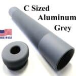 C Sized Aluminum Solvent Trap Kit Tube with 1/2 x 28 or 5/8 x 25 Thread Protector Adapter in Tactical Grey Finish