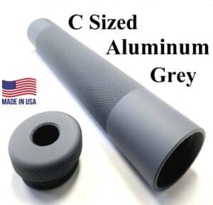 C Sized Aluminum Solvent Trap Kit Tube with 1/2 x 28 or 5/8 x 25 Thread Protector Adapter in Tactical Grey Finish