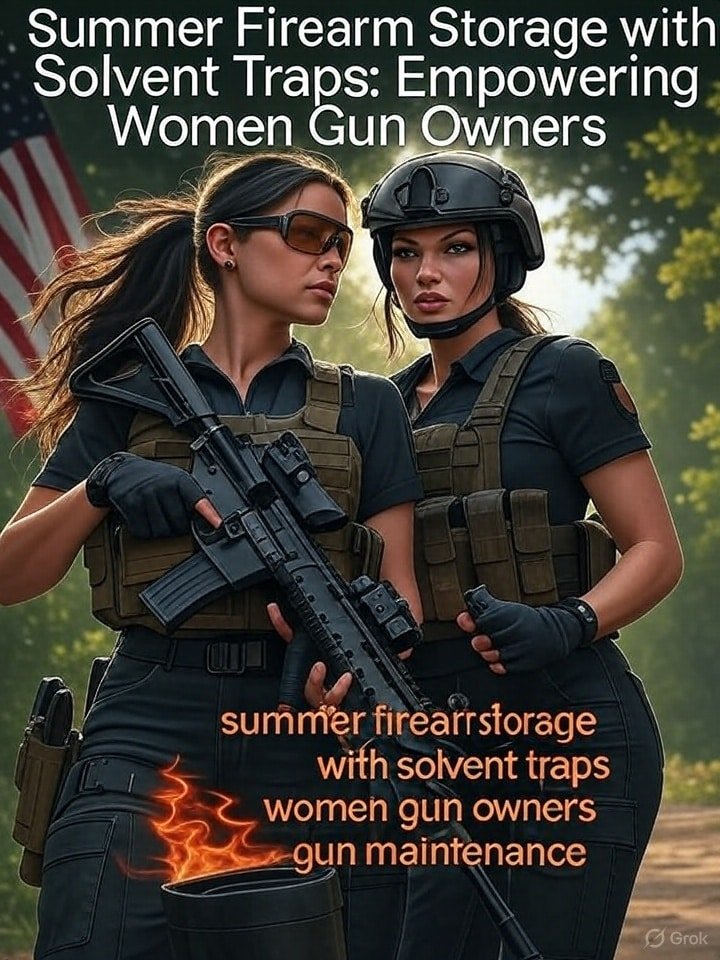 Female shooter with Freedom Gear solvent trap for summer maintenance