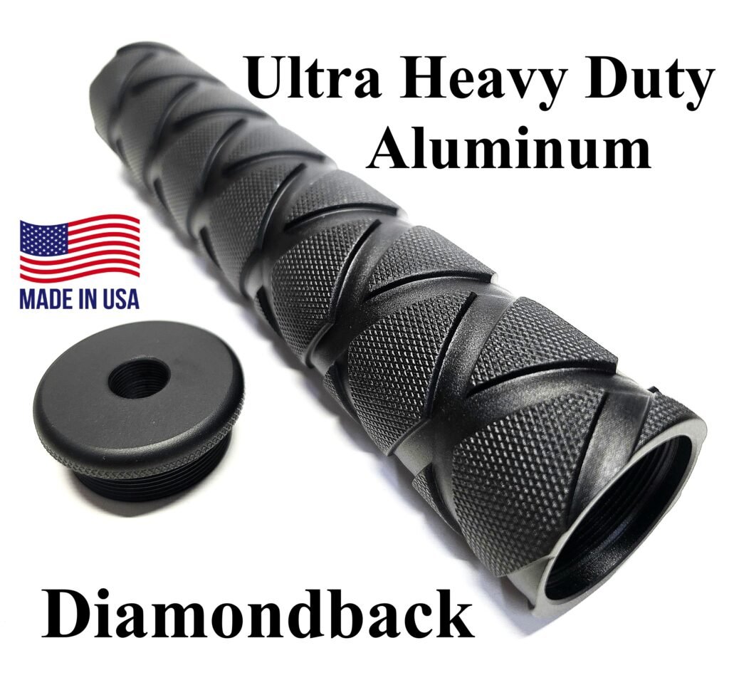 Ultra Heavy duty Diamondback solvent trap cleaning kit with very thick-wall tube and precision thread adapter options 1/2x28 or 5/8x24 for firearm barrel cleaning, solvent trap kit tube and adapter capture, and maintenance.